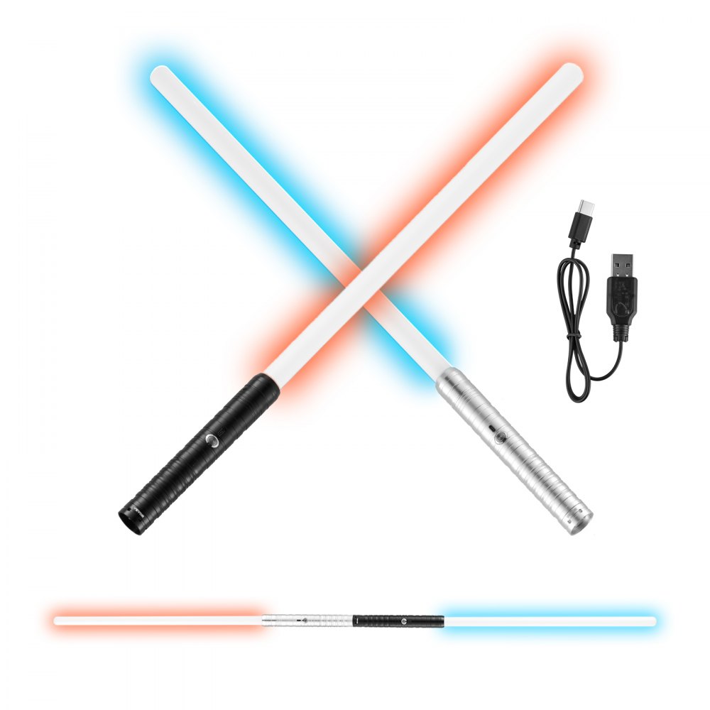 VEVOR Lightsaber Dueling Lightsaber 775 mm 2 stuks met 7 RGB-kleuren en 4 geluidsmodi en realistisch handvat, oplaadbaar lichtzwaard voor volwassenen Kerstmis Halloween cosplay verjaardag