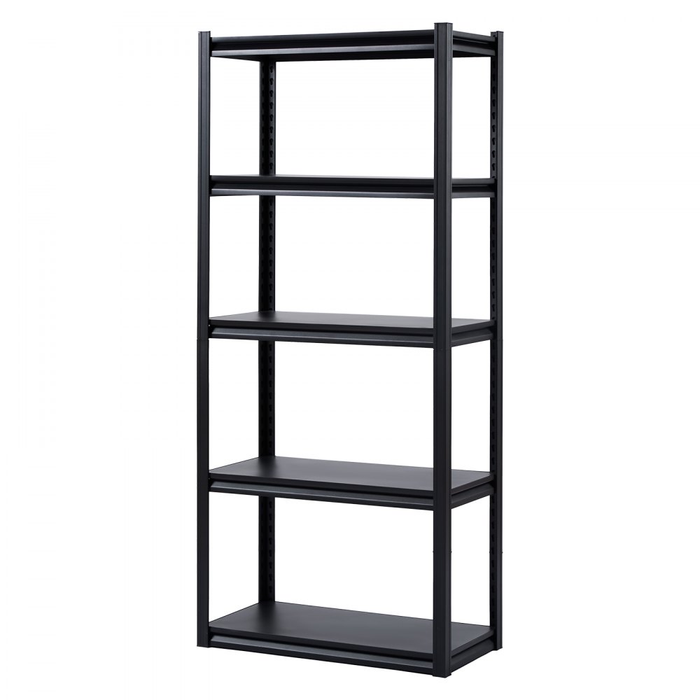 VEVOR Opslagrek, 907 kg, boutloze stelling, kelderstelling, robuuste verstelbare metalen zware stelling, 5 niveaus, 406,4 x 812,8 x 1828,8 mm, werkplaatsstelling, voor keuken, werkplaats, kelder, magazijn, zwart