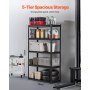 VEVOR Storage Shelves, 2000 lbs, 5 Tier Garage Storage Shelving, 18" D x 40" W x 72" H Adjustable Metal Shelves for Garage Shelves Utility Rack Shelf, Ideal for Kitchen, Warehouse, Basement, Black