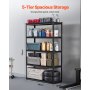 VEVOR Storage Shelves, 3000 lbs, 5 Tier Garage Storage Shelving, 18" D x 48" W x 78" H Adjustable Metal Shelves for Garage Shelves Utility Rack Shelf, Ideal for Kitchen, Warehouse, Basement, Black