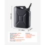 VEVOR metalen brandstofkan 20 liter, benzinekan met schenktuit en comfortabele handgreep, debiet van 6 l/min, lekvrij en corrosiebestendig, ideaal voor auto's, motoren, ATV's en UTV's, zwart