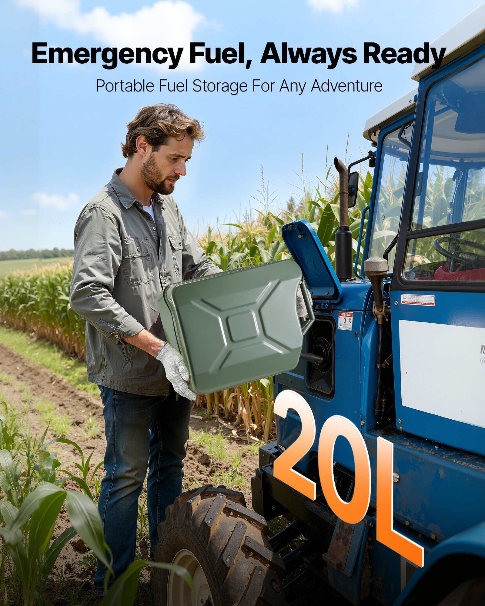 VEVOR metalen brandstofkan 20 liter, benzinekan met schenktuit en comfortabele handgreep, debiet van 6 l/min, lekvrij en corrosiebestendig, ideaal voor auto's, motoren, ATV's en UTV's, zwart