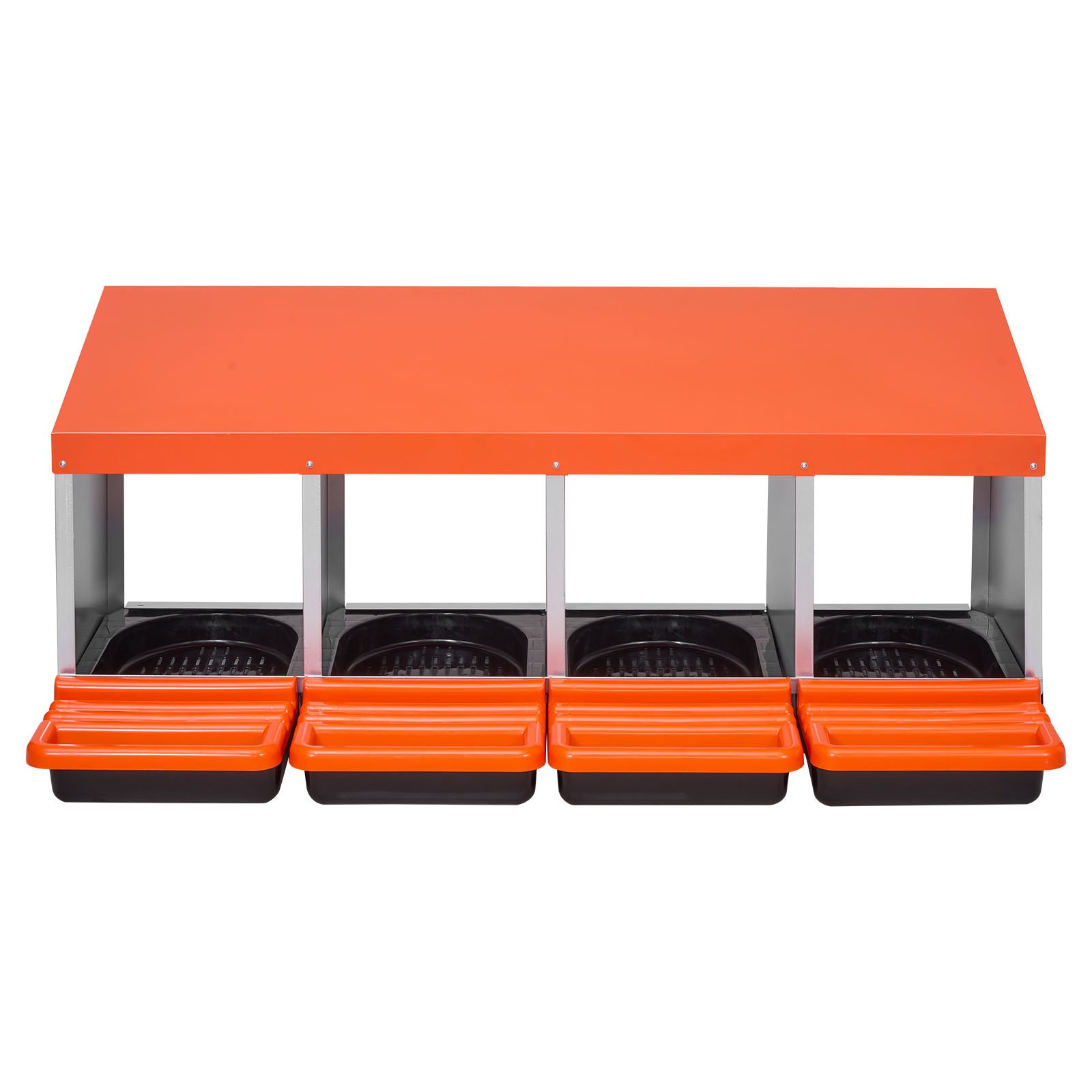 VEVOR Legnest 1060x525x475 mm, 4 compartimenten, metalen kippennest met beschermende lekbakken en ventilatiegaten, pluimveenest, verrijdbaar nest, ideaal voor hennen, eenden, kippen en ander pluimvee.