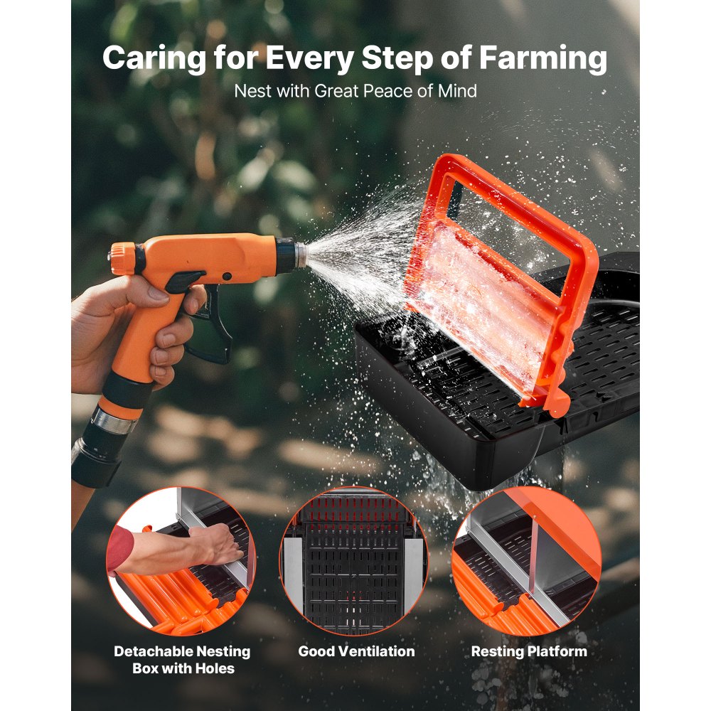 VEVOR 2 Tiers Chicken Nesting Boxes, 10 Compartments, Metal Egg Laying Boxes with Protective Collection Lids, Roll Out Nesting Box, Easy to Assemble, Ideal for Hens, Ducks, Chickens, and Other Poultry