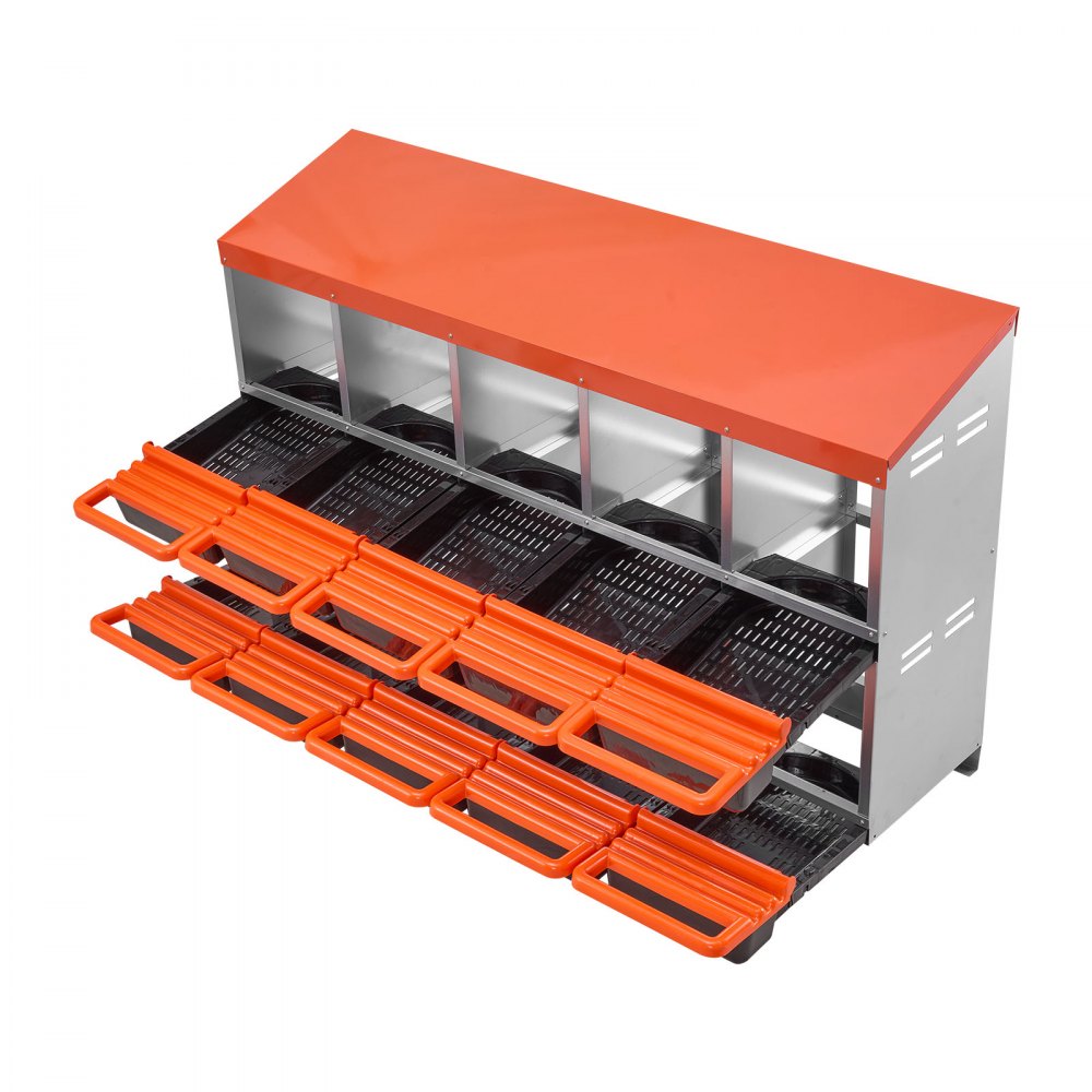 VEVOR Legnest met 10 compartimenten, oprolbaar metalen nest met beschermende opvangdeksels, oprolbare legbox, kippennest, ideaal voor kippen, eenden, hanen en ander pluimvee, 1320x525x790 mm