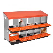 VEVOR Legnest met 10 compartimenten, oprolbaar metalen nest met beschermende opvangdeksels, oprolbare legbox, kippennest, ideaal voor kippen, eenden, hanen en ander pluimvee, 1320x525x790 mm