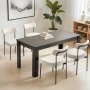 VEVOR Boucle Dining Chairs Set of 4, Mid Century Modern Sherpa Accent Chairs, Upholstered Side Chair for Dining Table, Space-Saving White Kitchen Table Chair with Curved Backrest and Black Metal Legs