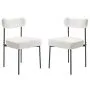 VEVOR Boucle Dining Chairs Set of 2, Mid Century Modern Sherpa Accent Chairs, Upholstered Side Chair for Dining Table, Space-Saving White Kitchen Table Chair with Curved Backrest and Black Metal Legs