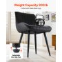 VEVOR Modern Dining Room Accent Chairs Set of 4, Upholstered Fabric Side Chair for Dining Tables, Space-Saving Kitchen Table Chair with Thick Cushions and Metal Legs, Black