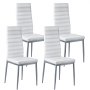 VEVOR Modern Dining Room Accent Chairs Set of 4, Upholstered Leather Side Chair for Dining Tables, Space-Saving Kitchen Table Chair with Thick Cushions and Metal Legs, White