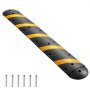 VEVOR 6FT Rubber Speed Bump, 2 Channel, Heavy Duty Traffic Speed Hump, 22000 lbs/axle Load Capacity, 72 in Cable Protector Ramp with Expansion Screws, for Asphalt Concrete Gravel Driveway Road, 1 Pack