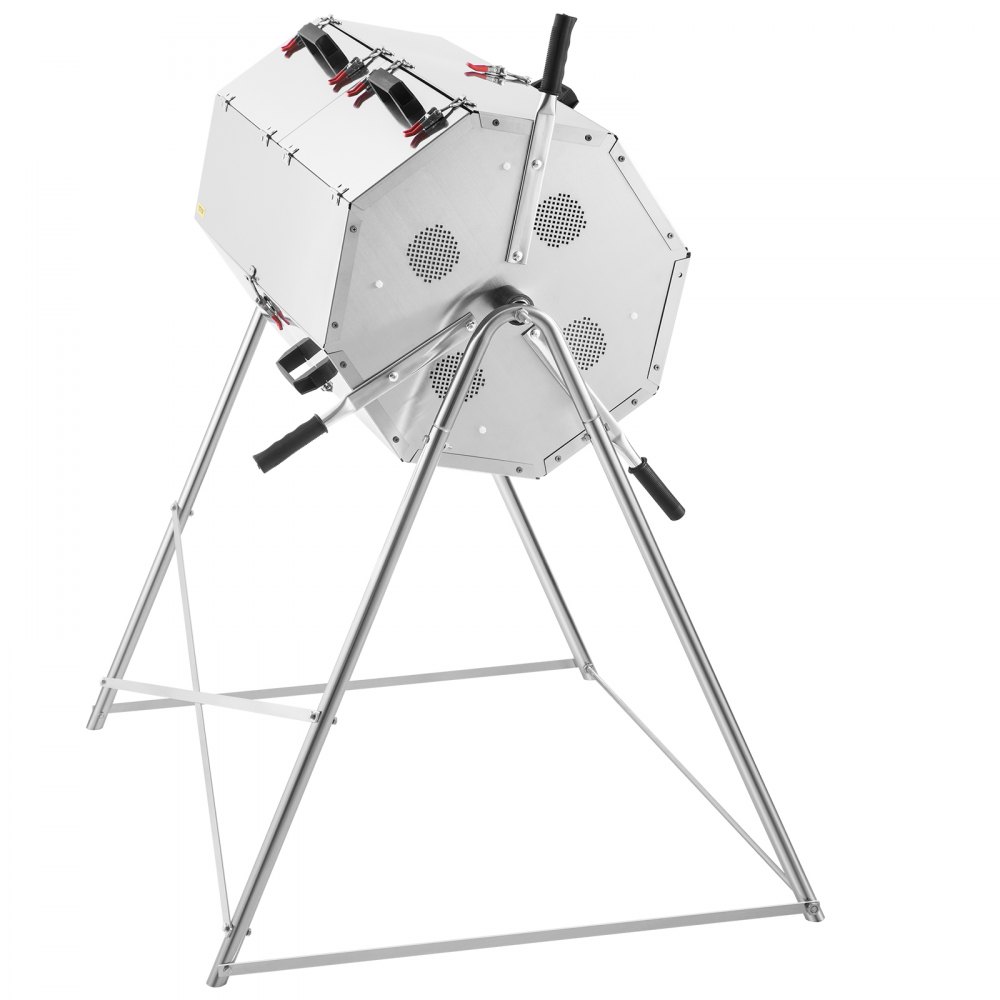 VEVOR Composttuimelaar Composttrommel voor Buiten 270 L Tweekamers Roterend RVS