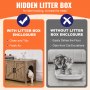 VEVOR Cat Litter Box Enclosure Wooden Litter Box Furniture Hidden 2 Rooms Greige