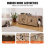 VEVOR Cat Litter Box Enclosure Wooden Litter Box Furniture Hidden 2 Rooms Greige