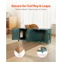 VEVOR Cat Litter Box Enclosure for Multi Cats, 47.2 in Hidden Litter Box Cabinet with 4 Rattan Doors & 2 Entries, Indoor Cat Washroom, Wooden Kitty House Furniture, Fit Most Litterboxes, Green
