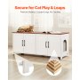 VEVOR Cat Litter Box Enclosure for Multi Cats, 47.2 in Hidden Litter Box Cabinet with 4 Doors & 2 Entries, Indoor Cat Washroom, Wooden Kitty House Furniture, Fit Most Litterboxes, Brown & White