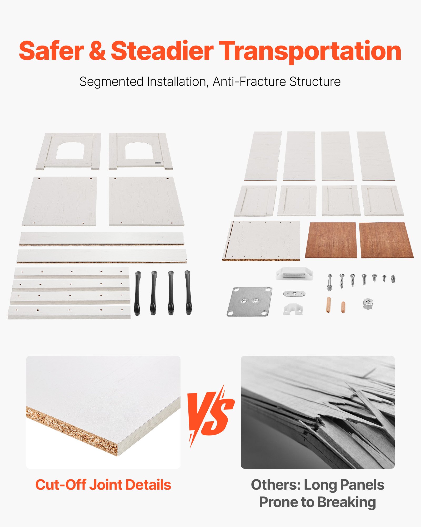 VEVOR kattenbakkast, 1200x450x500 mm, kattenbakkast met 4 deuren en 2 ingangen, kattenbak voor binnen, houten kattenhuis, past op de meeste kattenbakken, bruin & wit