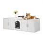 VEVOR kattenbakbehuizing voor 2 katten, verborgen kattenbakmeubel met dubbele compartimenten, houten kattenbakkast, past op de meeste kattenbakken, 146 cm L x 46 cm B x 45 cm H, wit