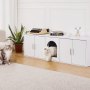 VEVOR kattenbakbehuizing voor 2 katten, verborgen kattenbakmeubel met dubbele compartimenten, houten kattenbakkast, past op de meeste kattenbakken, 146 cm L x 46 cm B x 45 cm H, wit