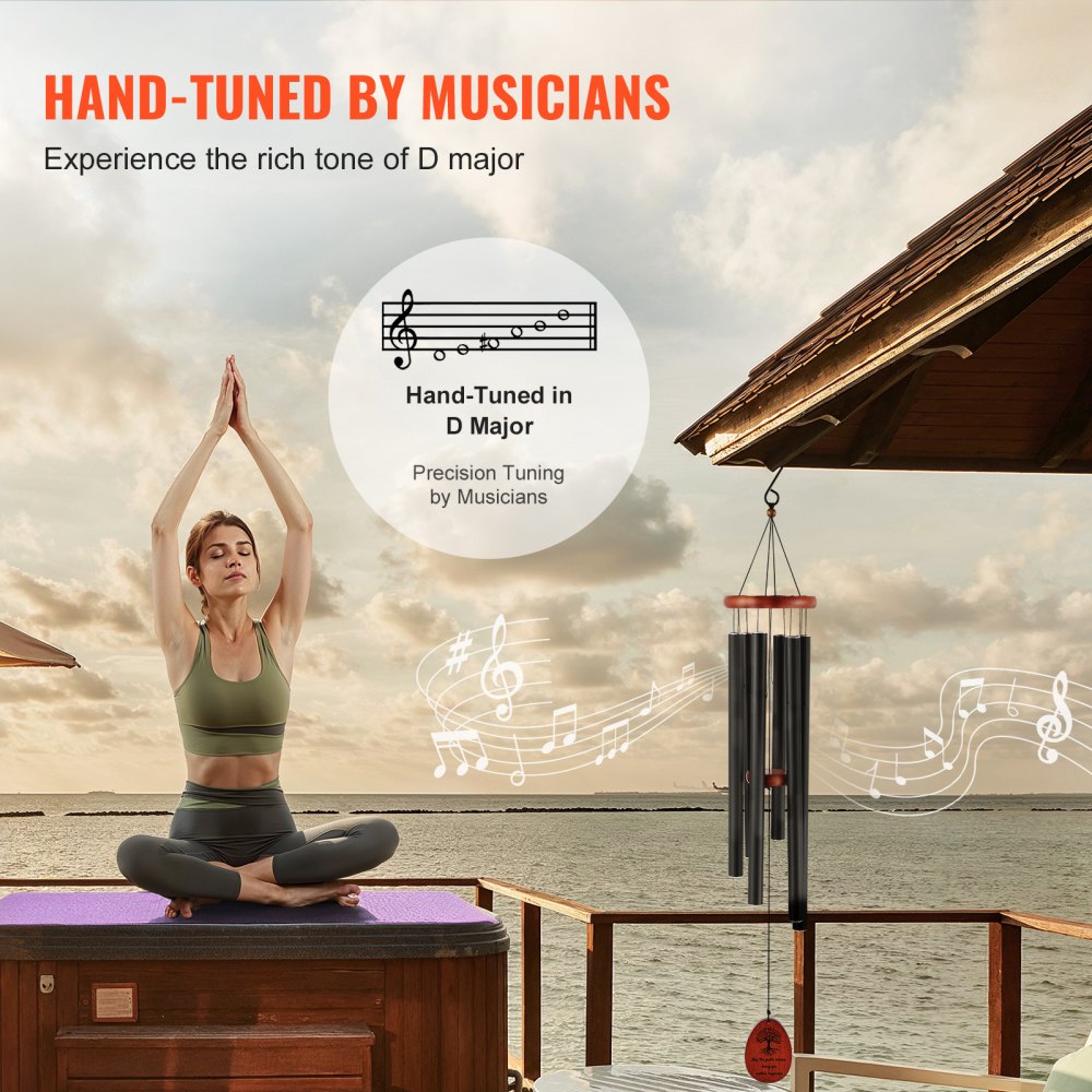 VEVOR Wind Chimes for Outside, 1042 mm, Deep Tone Wind Chimes with 6 Tubes, Unique Large Memorial Wind Chimes for Anniversary, Amazing Outdoor Decor for Your Patio, Porch, Garden and Backyard, Black