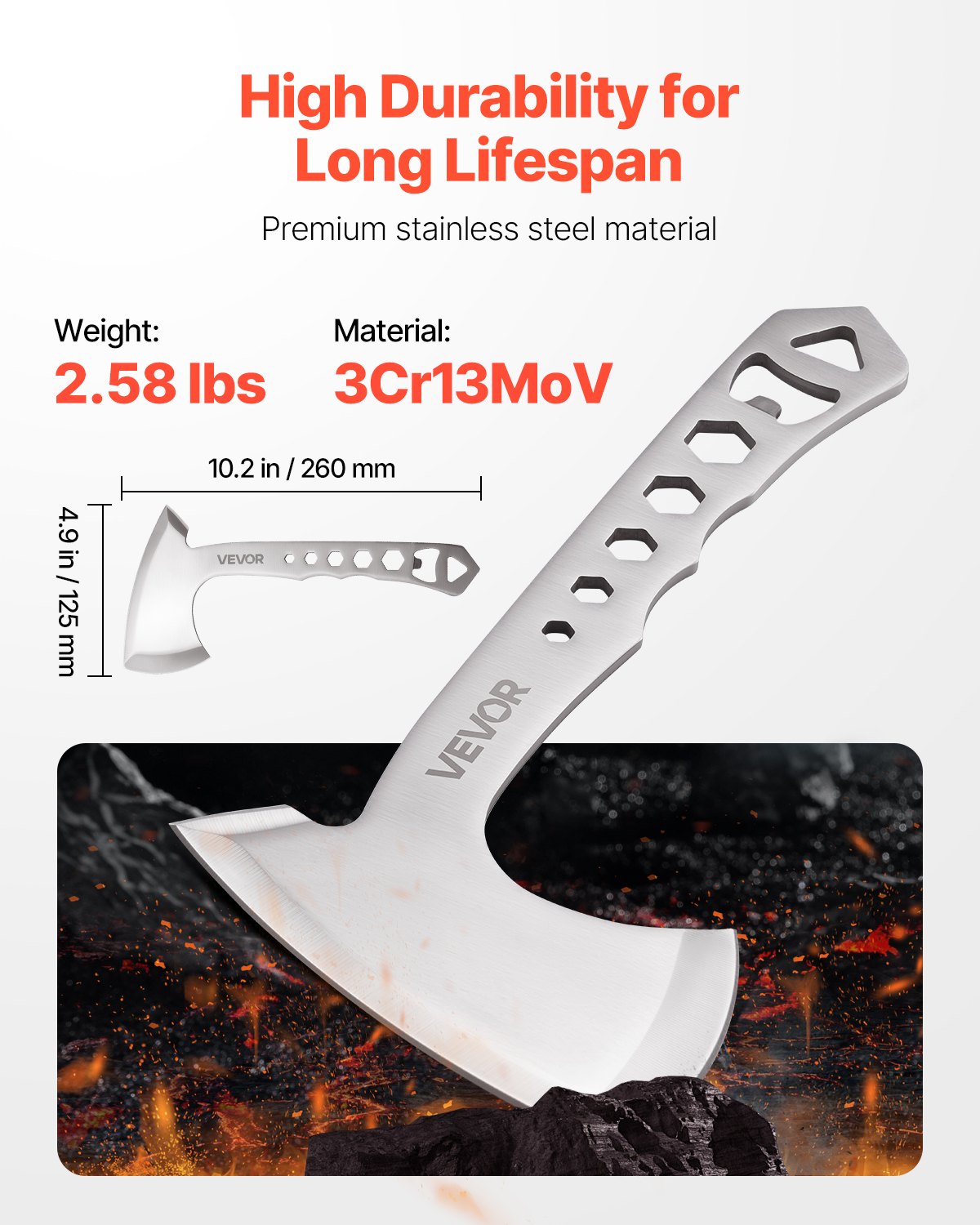 VEVOR Throwing Axes and Tomahawks, 3 Pack Hatchet Axes and 3 Pack Knives Throwing Products Set, Handle with Wrench and Bottle Opener, Stainless Steel, Black Nylon Sheath, for Recreation Competition