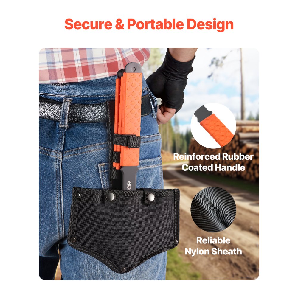 VEVOR Werpbijlen Tomahawks 3-delige set 340,4 mm drievoudige werpbijlenset met roestvrijstalen kop, antislip TPR-rubberen handvat en zwarte nylon hoes, voor recreatieve wedstrijdkampeeraccessoires