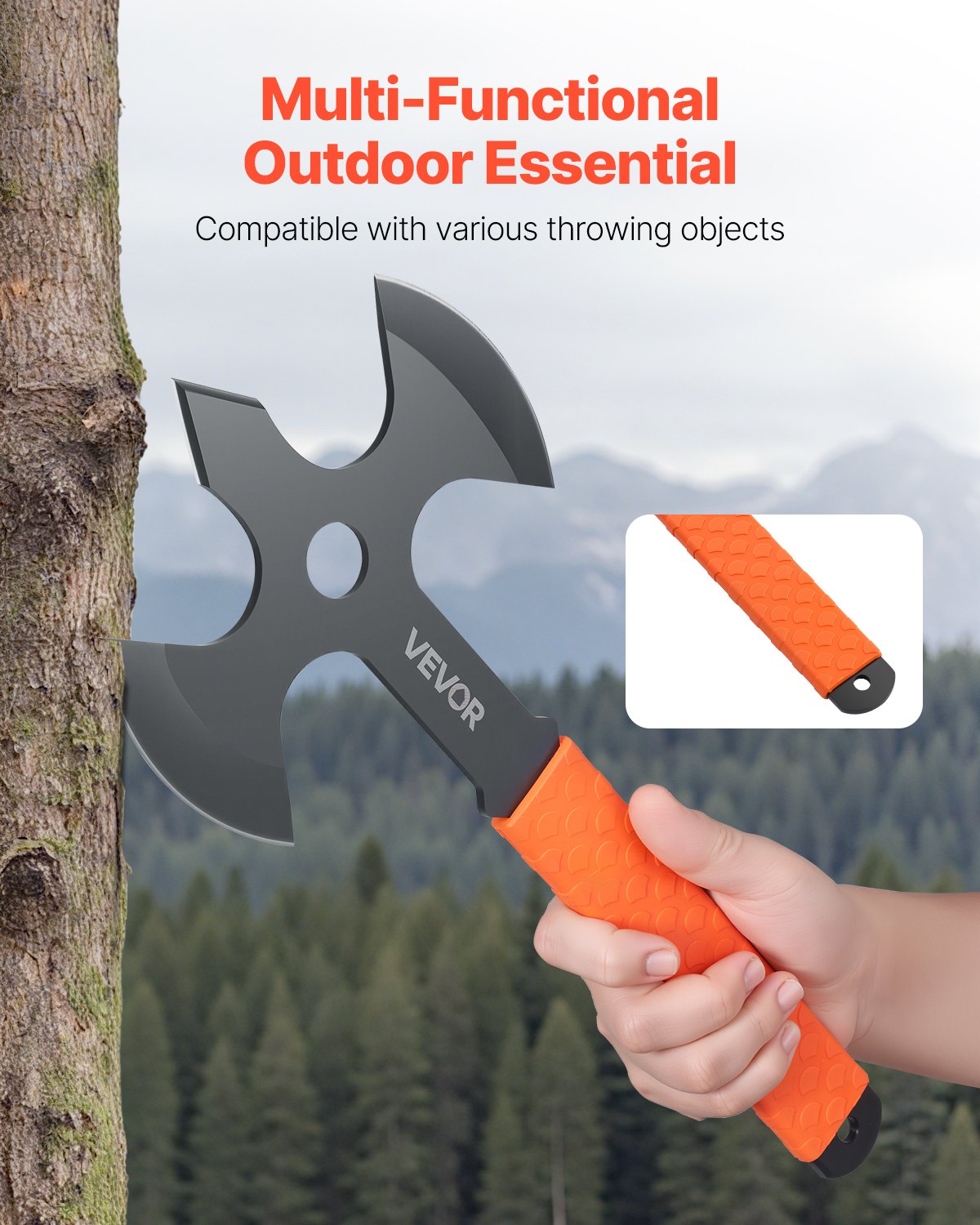 VEVOR Werpbijlen Tomahawks 3-delige set 340,4 mm drievoudige werpbijlenset met roestvrijstalen kop, antislip TPR-rubberen handvat en zwarte nylon hoes, voor recreatieve wedstrijdkampeeraccessoires