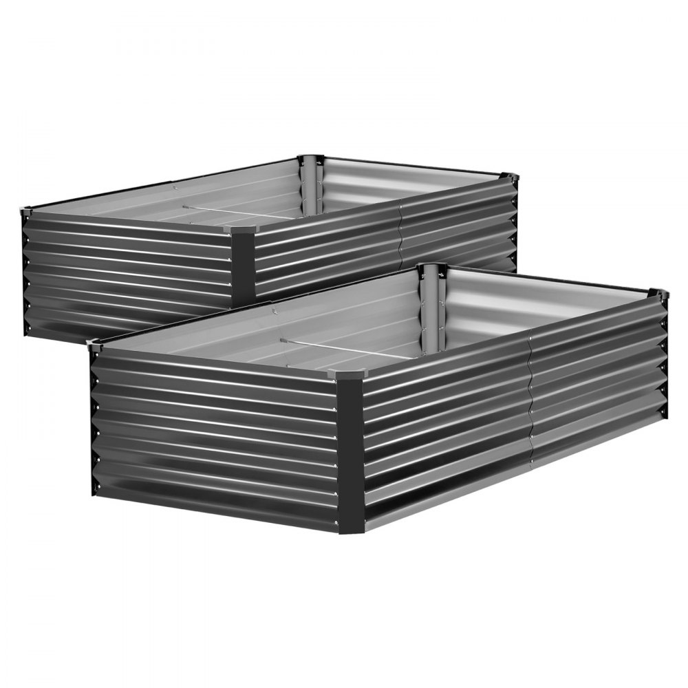VEVOR Verhoogd tuinbed, Metaal, Set van 2, 203x102x46 cm, Rechthoekig tuinbed, Plantenbakset voor buiten, Groentebed met handschoenen, Bloembed, Plantbed, Plantenstel met slinger voor bloemen en groenten