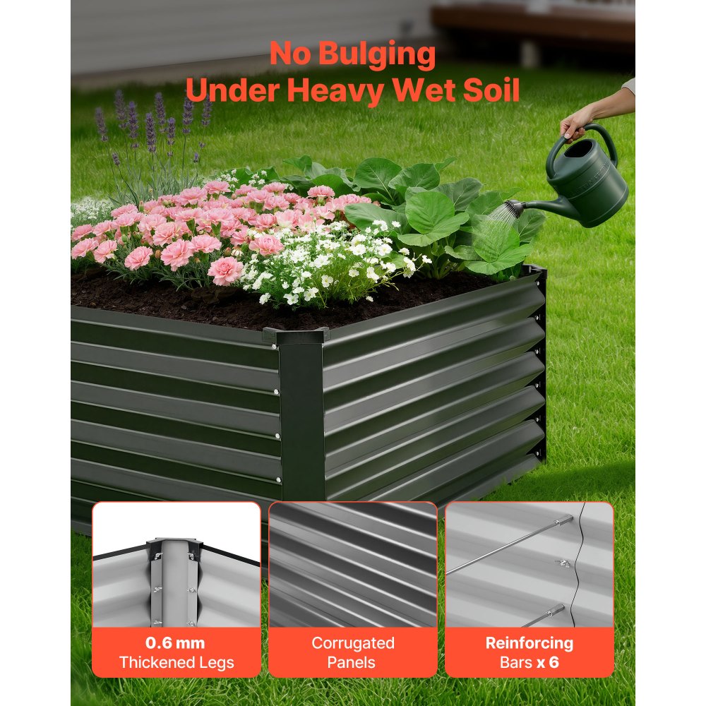 VEVOR Verhoogd tuinbed, Metaal, Set van 2, 203x102x46 cm, Rechthoekig tuinbed, Plantenbakset voor buiten, Groentebed met handschoenen, Bloembed, Plantbed, Plantenstel met slinger voor bloemen en groenten