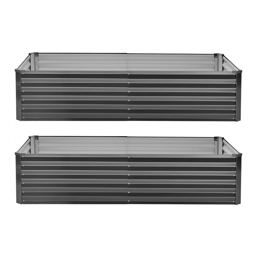VEVOR Verhoogd tuinbed, Metaal, Set van 2, 203x102x46 cm, Rechthoekig tuinbed, Plantenbakset voor buiten, Groentebed met handschoenen, Bloembed, Plantbed, Plantenstel met slinger voor bloemen en groenten