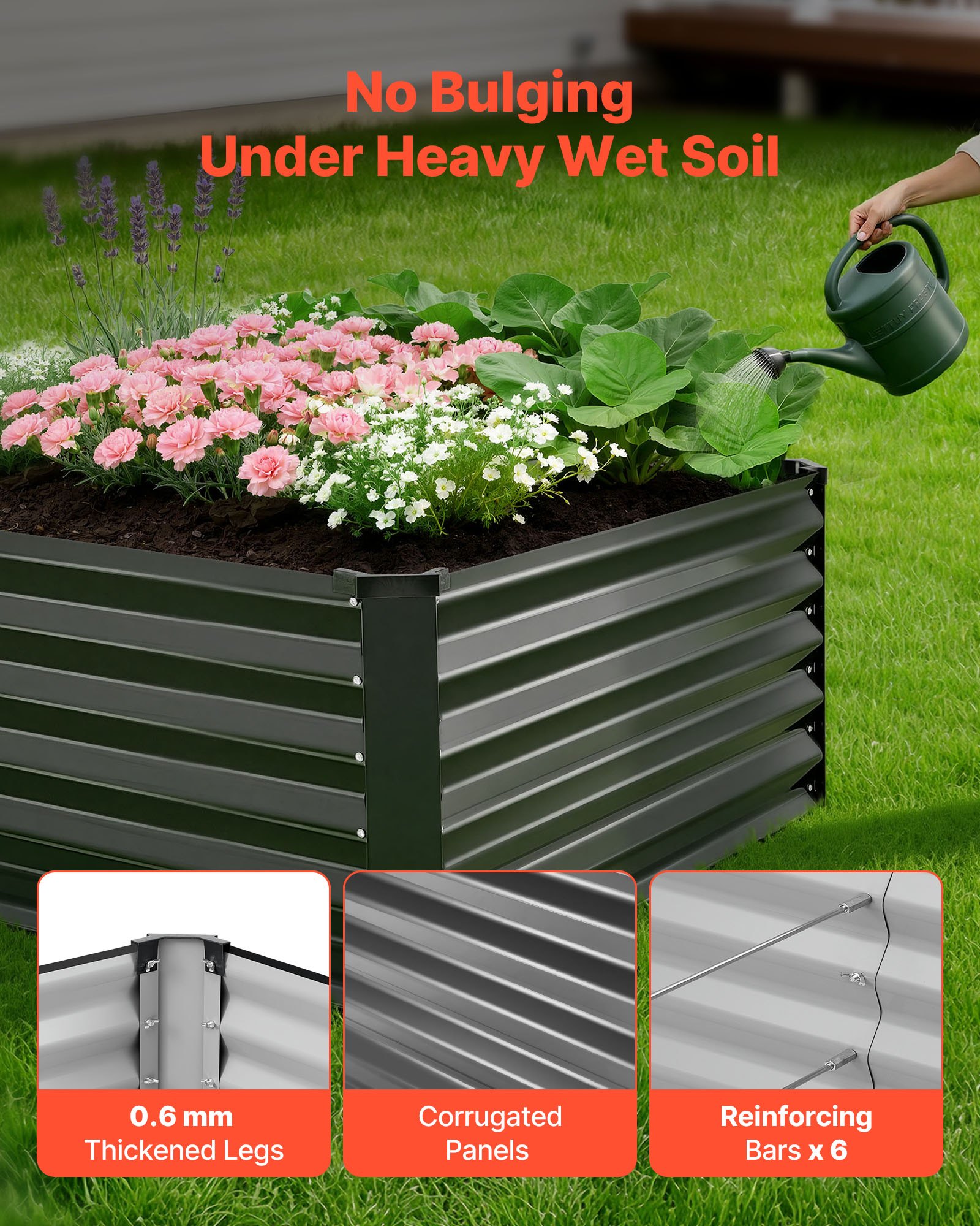 VEVOR Verhoogd tuinbed, Metaal, Set van 2, 203x102x46 cm, Rechthoekig tuinbed, Plantenbakset voor buiten, Groentebed met handschoenen, Bloembed, Plantbed, Plantenstel met slinger voor bloemen en groenten
