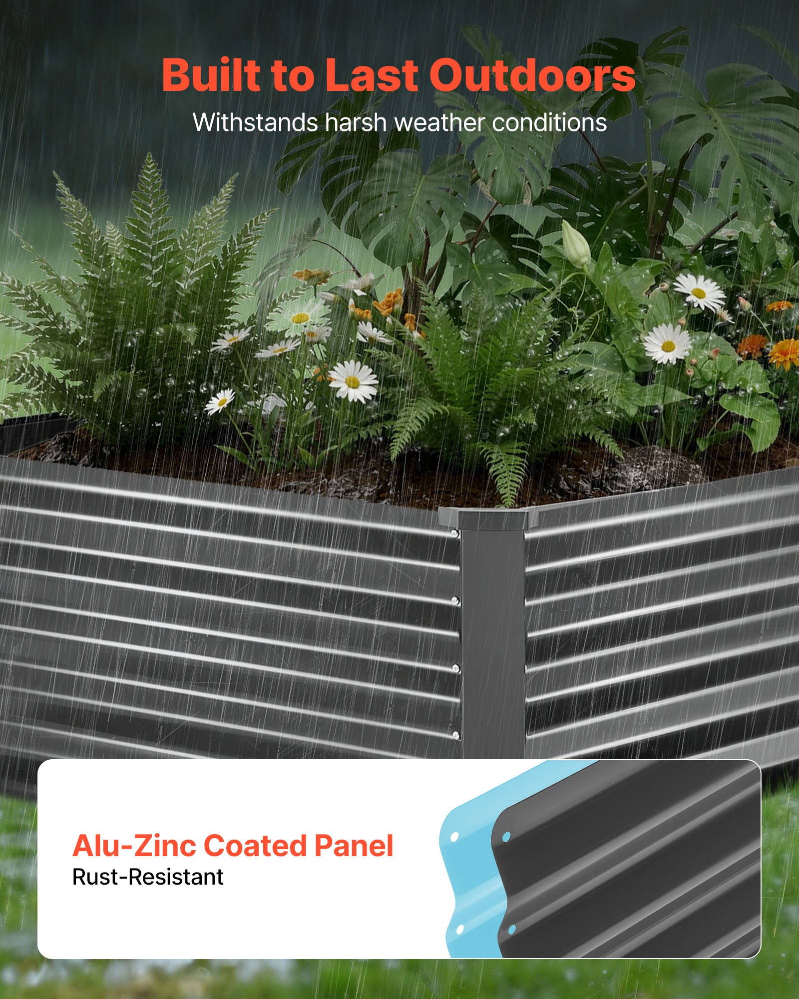 VEVOR Verhoogd tuinbed, Metaal, Set van 2, 203x102x46 cm, Rechthoekig tuinbed, Plantenbakset voor buiten, Groentebed met handschoenen, Bloembed, Plantbed, Plantenstel met slinger voor bloemen en groenten
