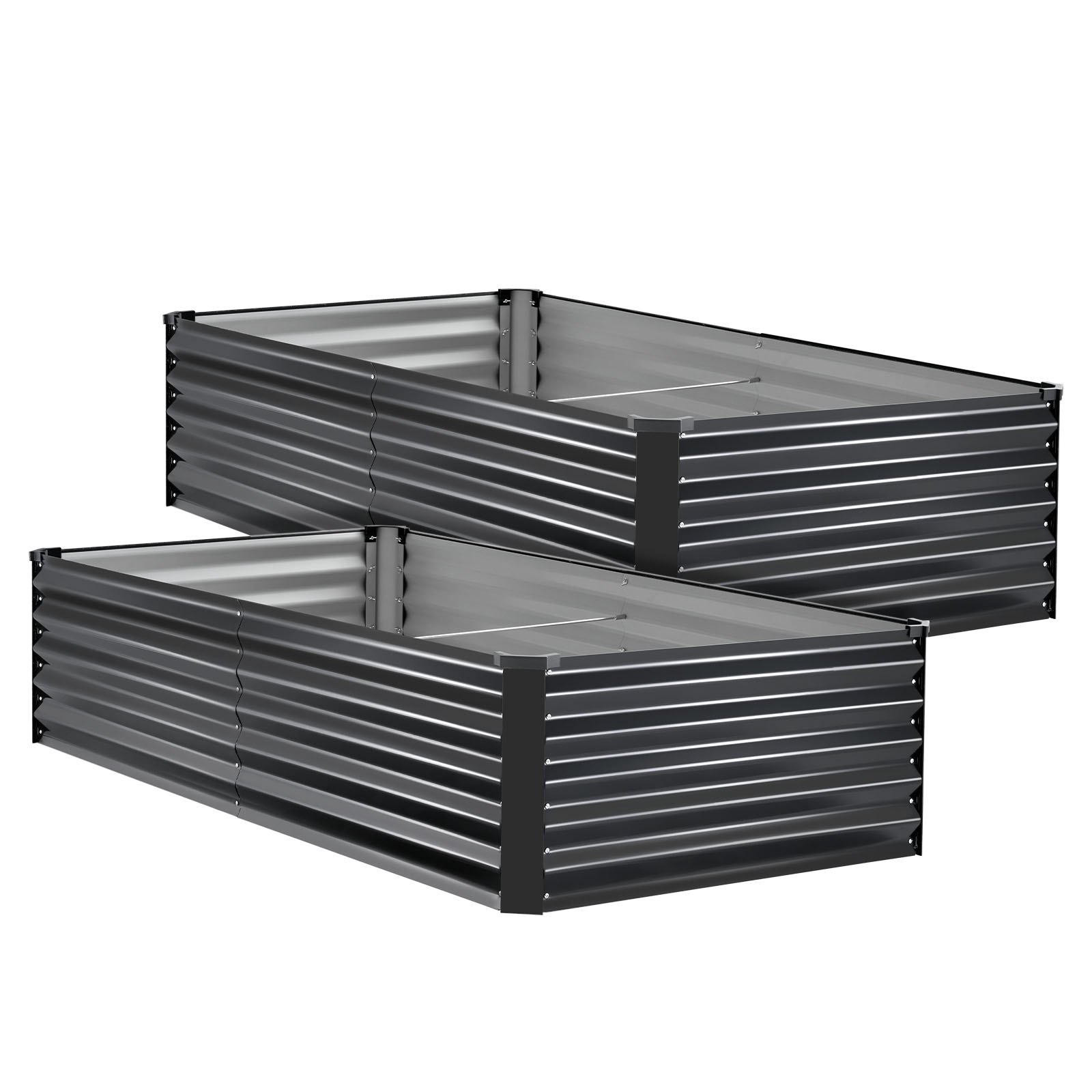 VEVOR Verhoogd tuinbed, Metaal, Set van 2, 203x102x46 cm, Rechthoekig tuinbed, Plantenbakset voor buiten, Groentebed met handschoenen, Bloembed, Plantbed, Plantenstel met slinger voor bloemen en groenten