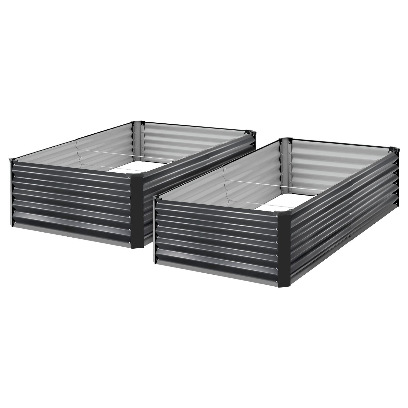 VEVOR Verhoogd tuinbed, Metaal, Set van 2, 203x102x46 cm, Rechthoekig tuinbed, Plantenbakset voor buiten, Groentebed met handschoenen, Bloembed, Plantbed, Plantenstel met slinger voor bloemen en groenten