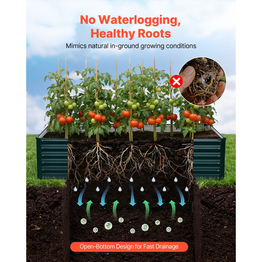 VEVOR Verhoogd tuinbed, Metaal, 203x102x46 cm, Rechthoekig tuinbed, Plantenbakset voor buiten, Groentebed met handschoenen, Bloembed, Plantbed voor bloemen en groenten, Donkergroen