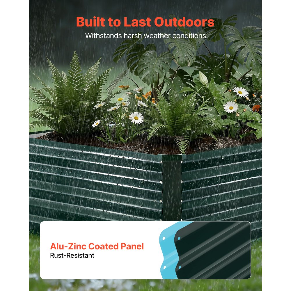 VEVOR Verhoogd tuinbed, Metaal, 203x102x46 cm, Rechthoekig tuinbed, Plantenbakset voor buiten, Groentebed met handschoenen, Bloembed, Plantbed voor bloemen en groenten, Donkergroen