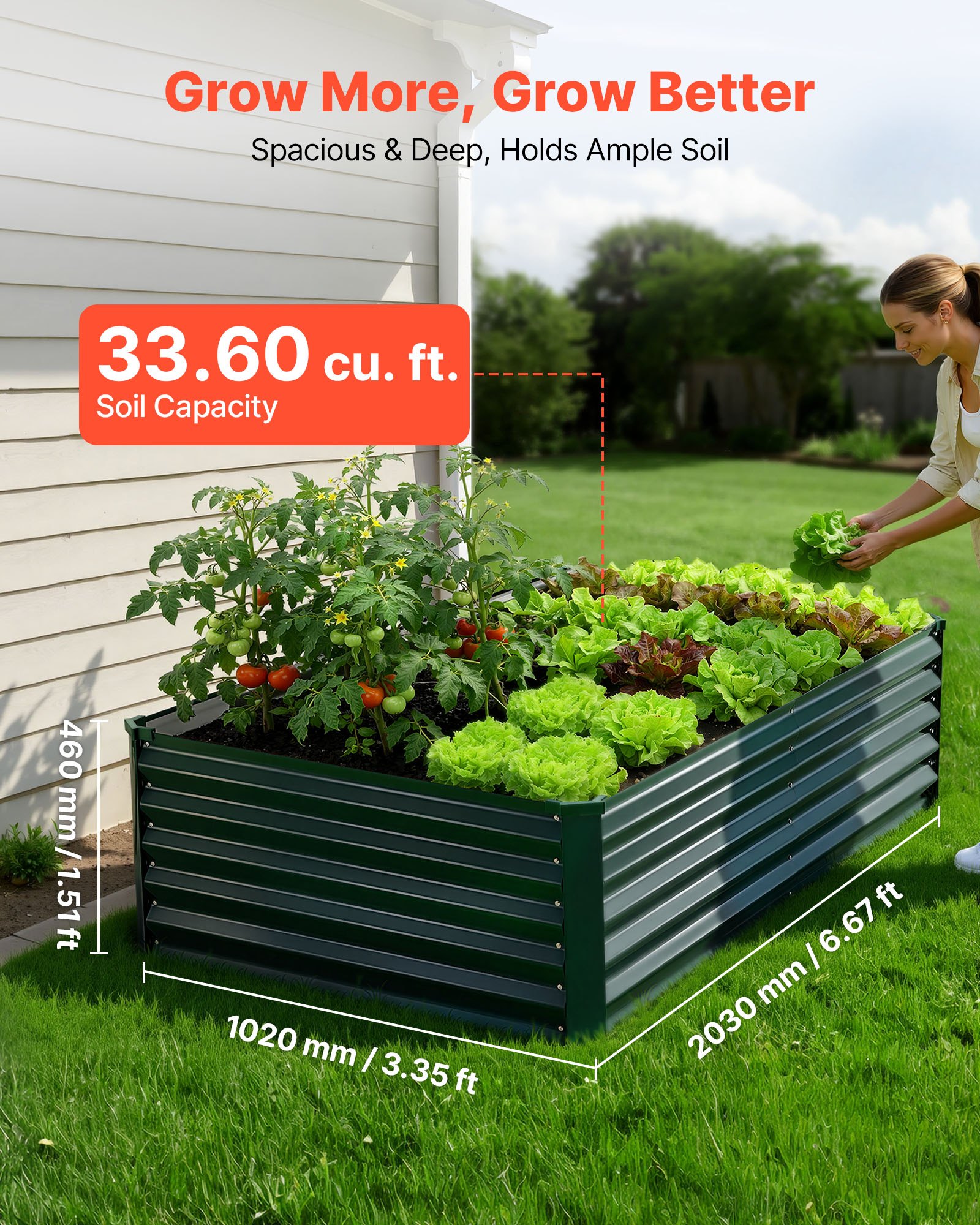VEVOR Verhoogd tuinbed, Metaal, 203x102x46 cm, Rechthoekig tuinbed, Plantenbakset voor buiten, Groentebed met handschoenen, Bloembed, Plantbed voor bloemen en groenten, Donkergroen