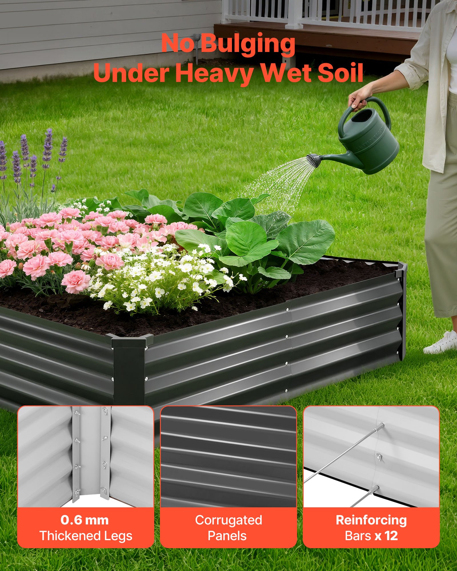 VEVOR Verhoogd tuinbed, Metaal, Set van 2, 244x122x30 cm, Rechthoekig tuinbed, Plantenbakset voor buiten, Groentebed met handschoenen, Bloembed, Plantbed voor bloemen en groenten
