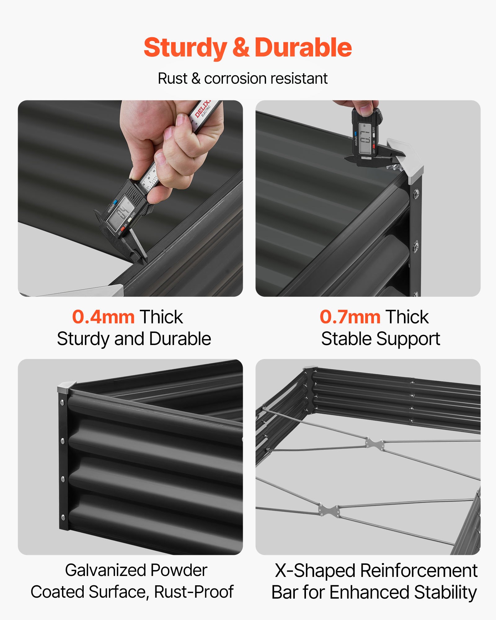 VEVOR Verhoogd Tuinbed, Metaal, 2400x1200x290 mm, Plantbed, Groentebed, Plantenbak met Open Bodem & Afgeronde Randen, Bloembed, Kruidenbed, Ideaal voor Groenten, Bloemen, Kruiden & Vetplanten