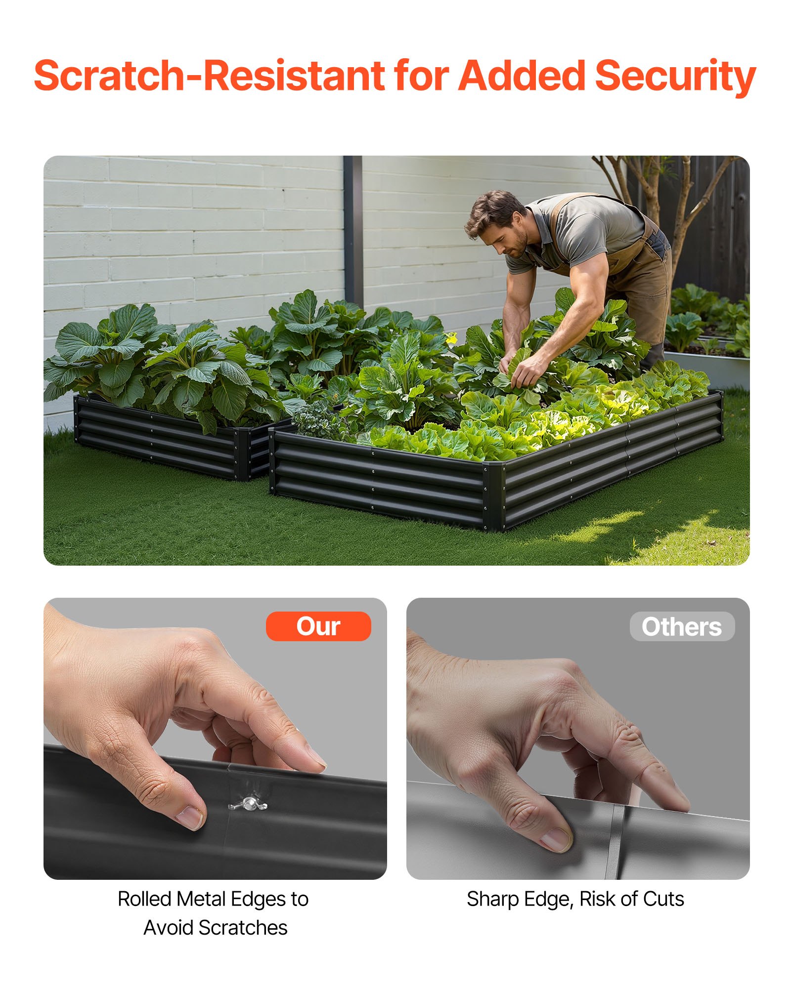 VEVOR Verhoogd Tuinbed, Metaal, 2400x1200x290 mm, Plantbed, Groentebed, Plantenbak met Open Bodem & Afgeronde Randen, Bloembed, Kruidenbed, Ideaal voor Groenten, Bloemen, Kruiden & Vetplanten