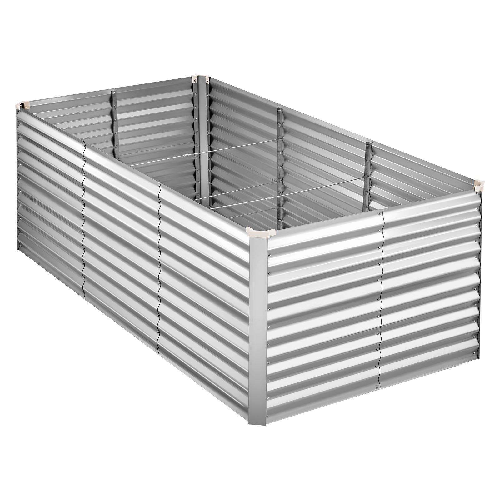 VEVOR Verhoogd tuinbed, Metaal, 2400x1200x860 mm, Rechthoekig tuinbed, Plantenbakset voor buiten, Groentebed met handschoenen, Bloembed zonder bodem, Plantbed voor bloemen en groenten, Zilver