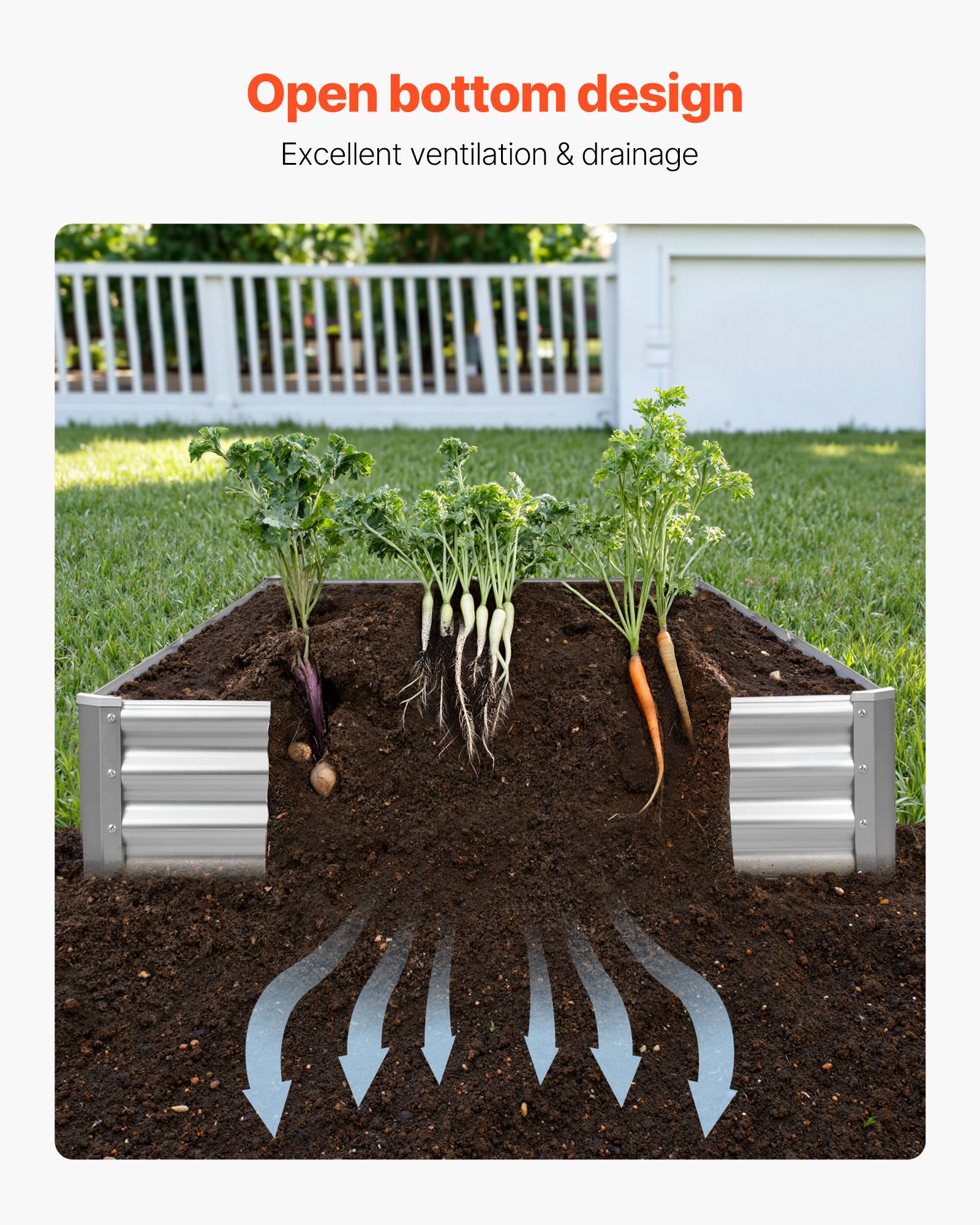 VEVOR Metal Raised Garden Bed, 12 x 4 x 1 ft Outdoor Galvalume Planter Garden Box, Open Bottom Design, Large Planter Raised Bed for Growing Vegetables, Flowers, and Succulents, Galvanized Color