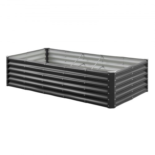 Amopatio Verhoogde metalen set van 2, plantenbak voor tuin, 180 x 90 x 61 cm, verhoogde plantenset voor groenten, bloemen, vetplanten, kruiden, bloembed en plantenbak, grijszwart