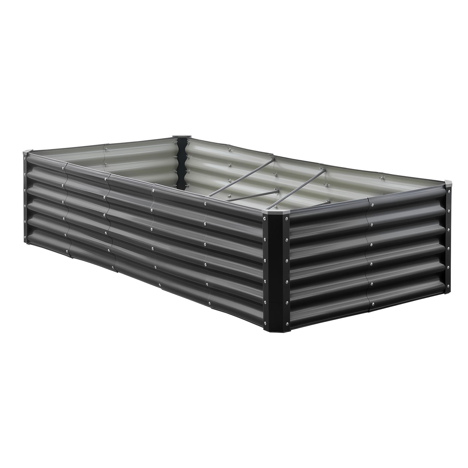 VEVOR Metal Raised Garden Bed, 6 x 3 x 1.4 ft Outdoor Galvanized Planter Garden Box, Open Bottom Design, Large Planter Raised Bed for Growing Vegetables, Flowers, Herbs, and Succulents, Dark Gray