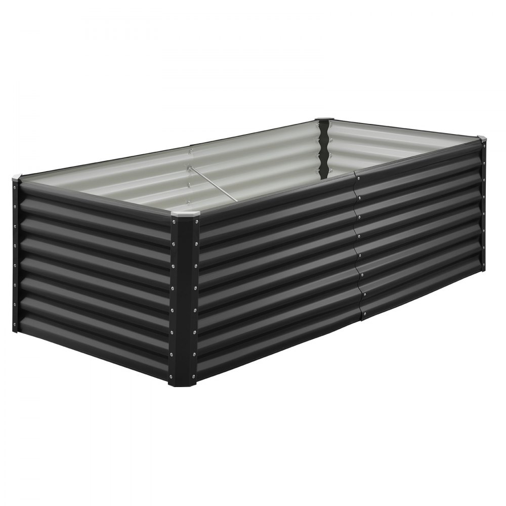 VEVOR Metal Raised Garden Bed, 6 x 3 x 2 ft Outdoor Galvanized Planter Garden Box, Open Bottom Design, Large Planter Raised Bed for Growing Vegetables, Flowers, Herbs, and Succulents, Dark Gray
