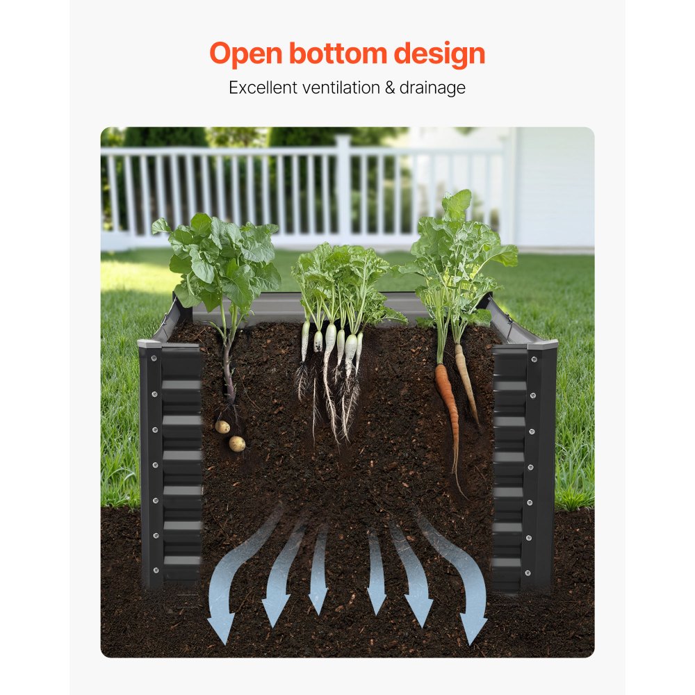 VEVOR Verhoogd Tuinbed, Metaal, 1800x900x600 mm, Plantbed, Groentebed, Plantenbak met Open Bodem & Afgeronde Randen, Bloembed, Kruidenbed, Ideaal voor Groenten, Bloemen, Kruiden & Vetplanten