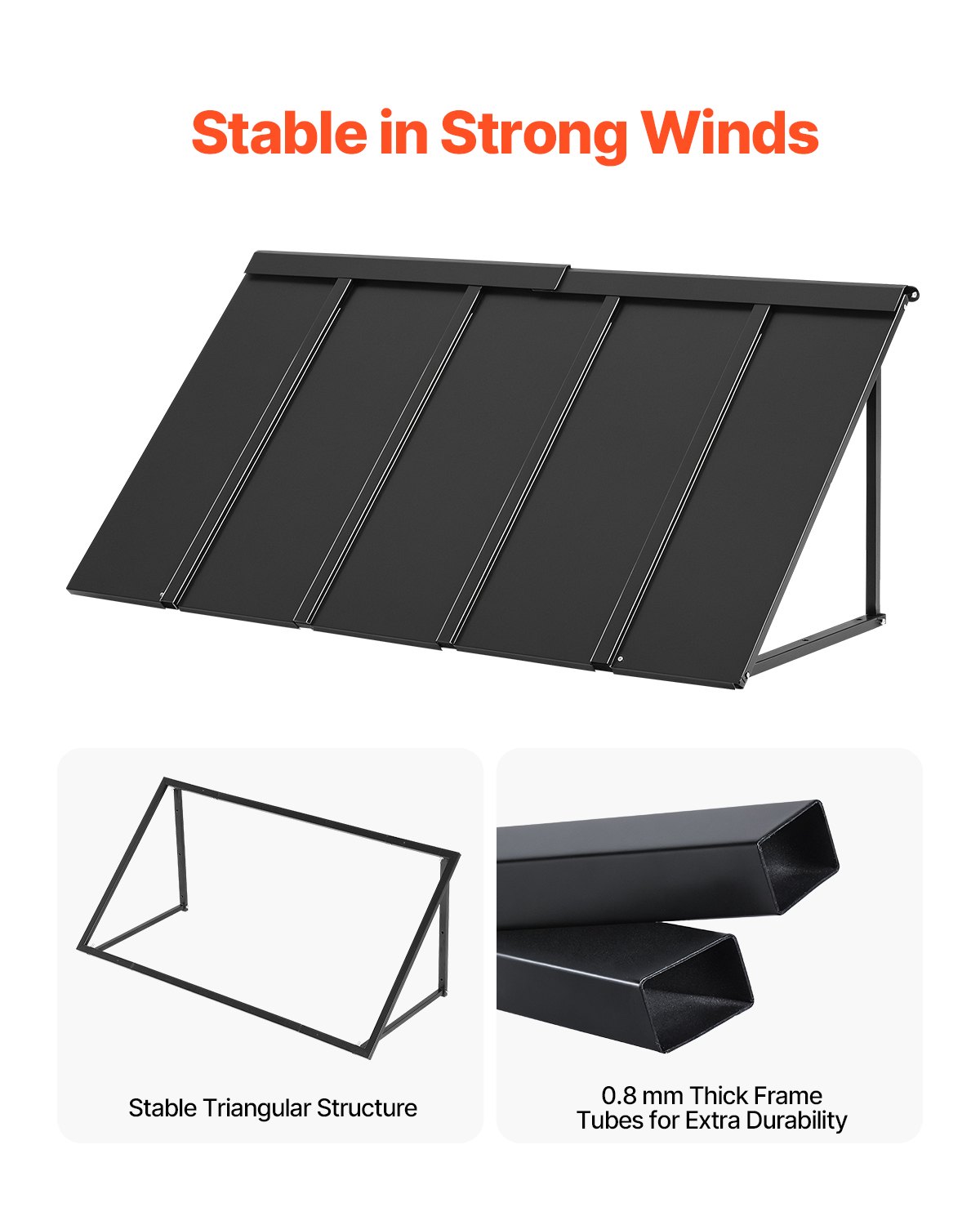 VEVOR Fixed Metal Awning 56 x 24 in, Window Awning Door Canopy, Stable Triangle Steel Frame Awnings for Doors Exterior Rain, and Snow Sunlight Protection for Door Entrance, Windows, Porches, Balconies