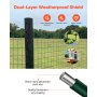 VEVOR tuinhek, 1 x 25 m, maaswijdte 5,08 x 10,16 cm, φ2,1 mm, gegalvaniseerd staaldraad, veehek geschikt voor runderen, varkens en schapen, vinylgecoate weideomheining voor dierenverblijven, kooien, groen