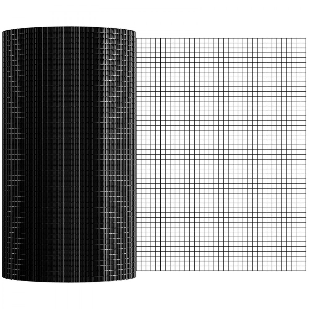 VEVOR Volièredraad 61 x 3048 cm, Tuinhek, 1,06 mm gaashekwerkrol, Vinyl gecoat gaashekwerk voor kippenhokken, Konijnen- en slangenomheining, Pluimveeverblijf