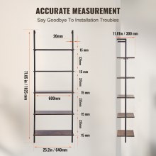 VEVOR Zwevende Plank Industriële Pijpenplank Wandplank 5 Niveaus 64x30cm Zwart